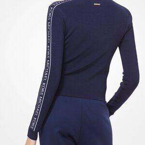Michael Michael Kors Logo Tape Ribbed Stretch-Viscose Sweater M NWT